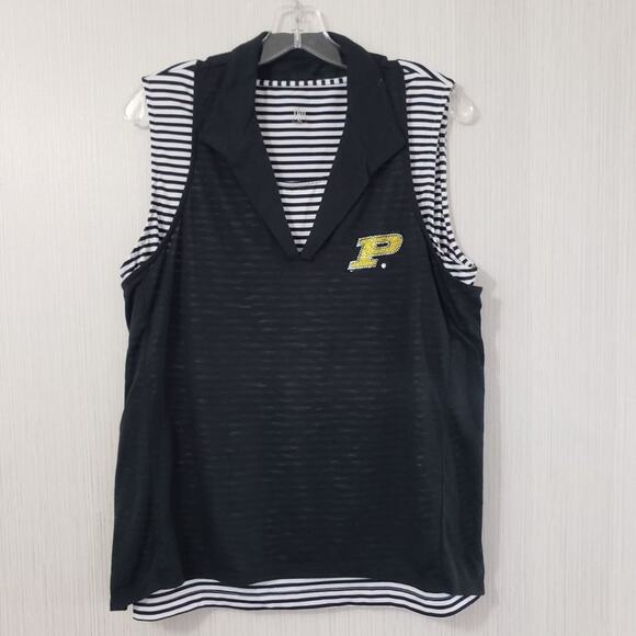 Tail Purdue University sparkly jeweled logo burnout overlay sleeveless top sz XL - Picture 1 of 8